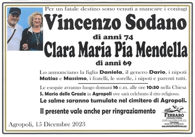 Vincenzo Sodano - Clara Maria Pia Mendella